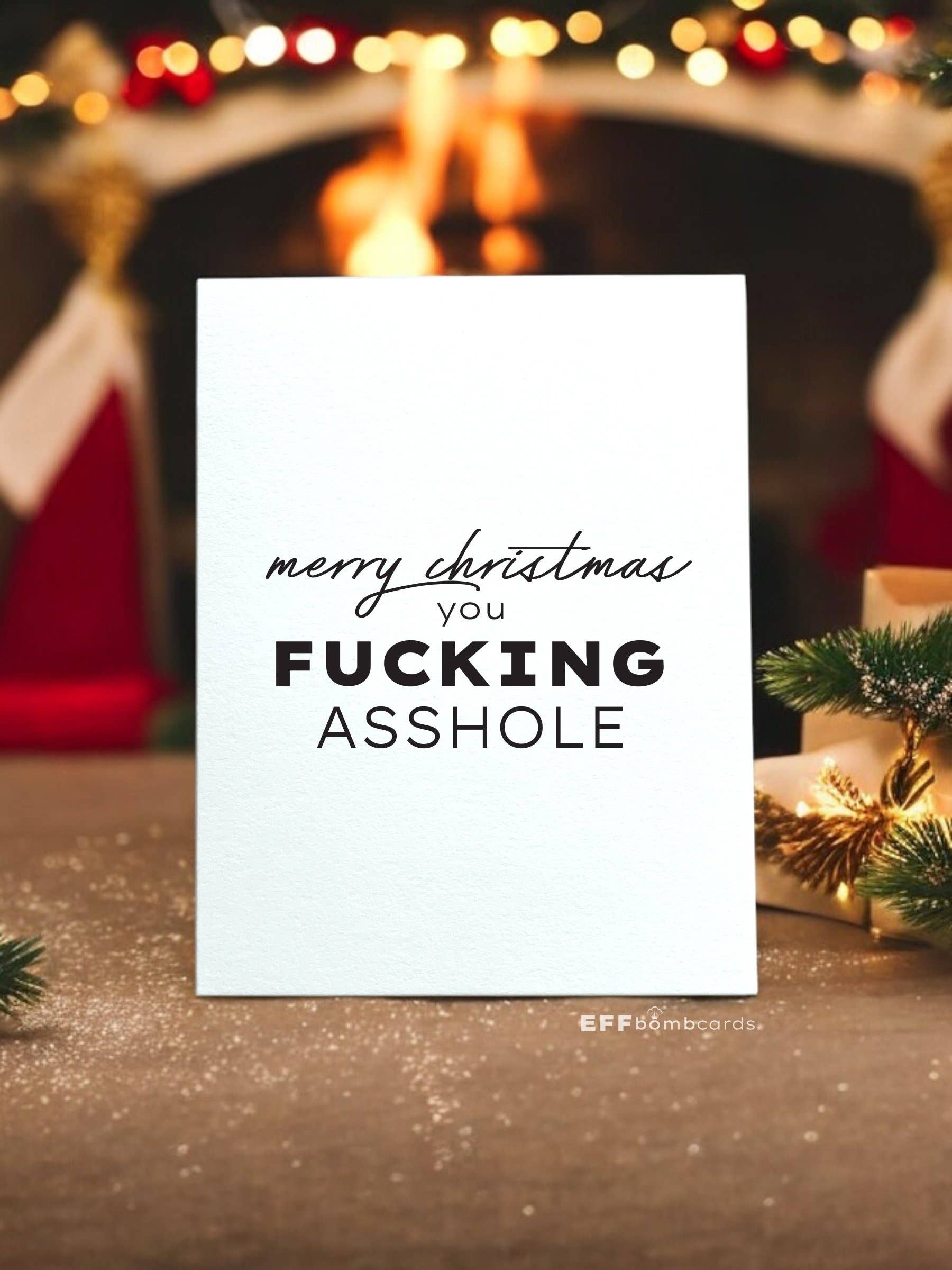 EFFbombcards - Wholesale Christmas Card - Merry Christmas You Fucking Asshole - Card