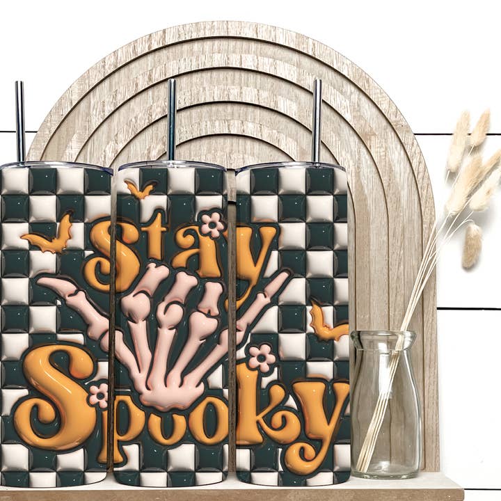 Gobelet gonflé Stay Spooky en 3D pour la vente par BLISSFUL TRIBE HANDMADE