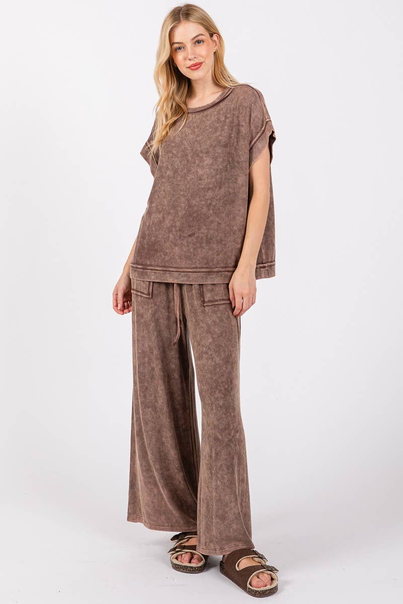 Sewn and Seen - Wholesale Lounge Set - Women's - MINERAL WASHED TOP AND PANTS RIB SETS38
