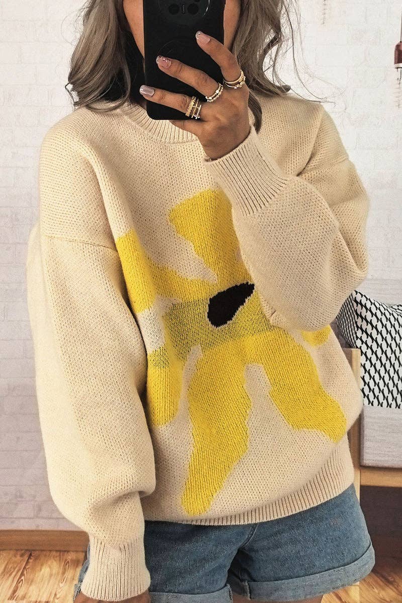 Mccolin - Vente Pull en maille – femme - Pull à Motifs Floraux Audacieux0