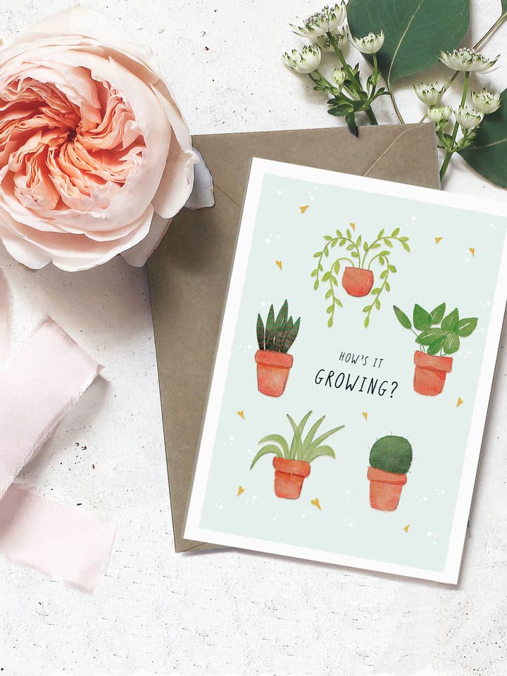 Carte d'amour pour la Saint-Valentin How's it Growing pour la vente par Emma Bryan Design