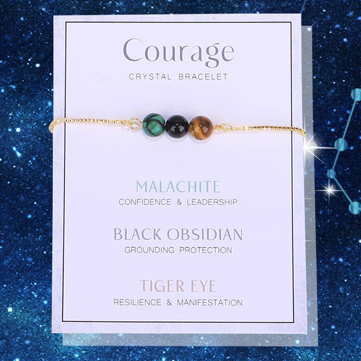 Empowerment-armbanden met gouden ketting -Courage - 6 stuks voor wholesale door Gypsy Soul