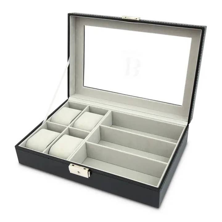 Weddingstar Inc. - Wholesale Jewelry Box/Organizer - Watch & Sunglasses Travel Box - Modern Serif Monogram
