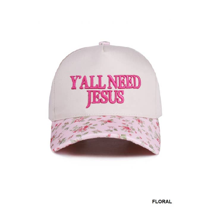 42POPS - Wholesale Baseball Cap - Women's - `.0806 Y'all Need Jesus Two Tone Canvas Cotton Cap SI-285483