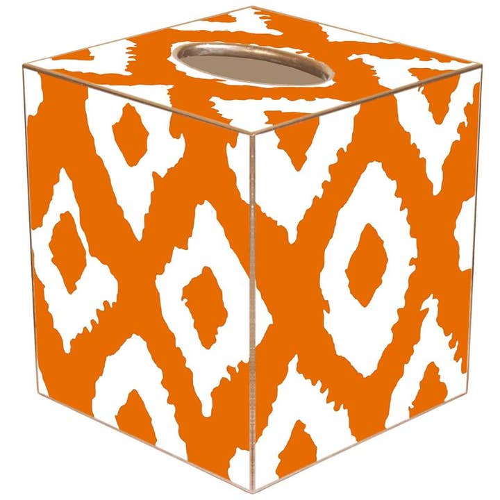 Grande Ikat Orange Tissue Box Cover for wholesale by Marye-Kelley