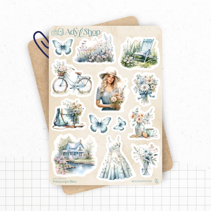 Planches de Stickers "Printemps Bleu" pour la vente par AdyLShop