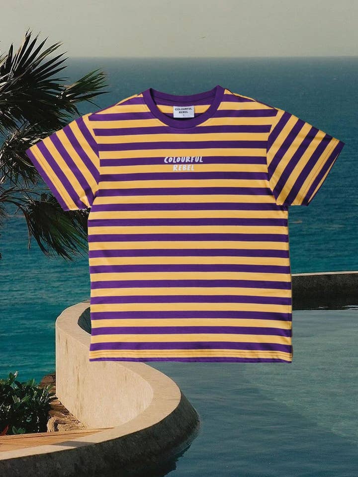 Colourful Rebel Stribet T-shirt | Varm orange for engroshandel hos Colourful Rebel