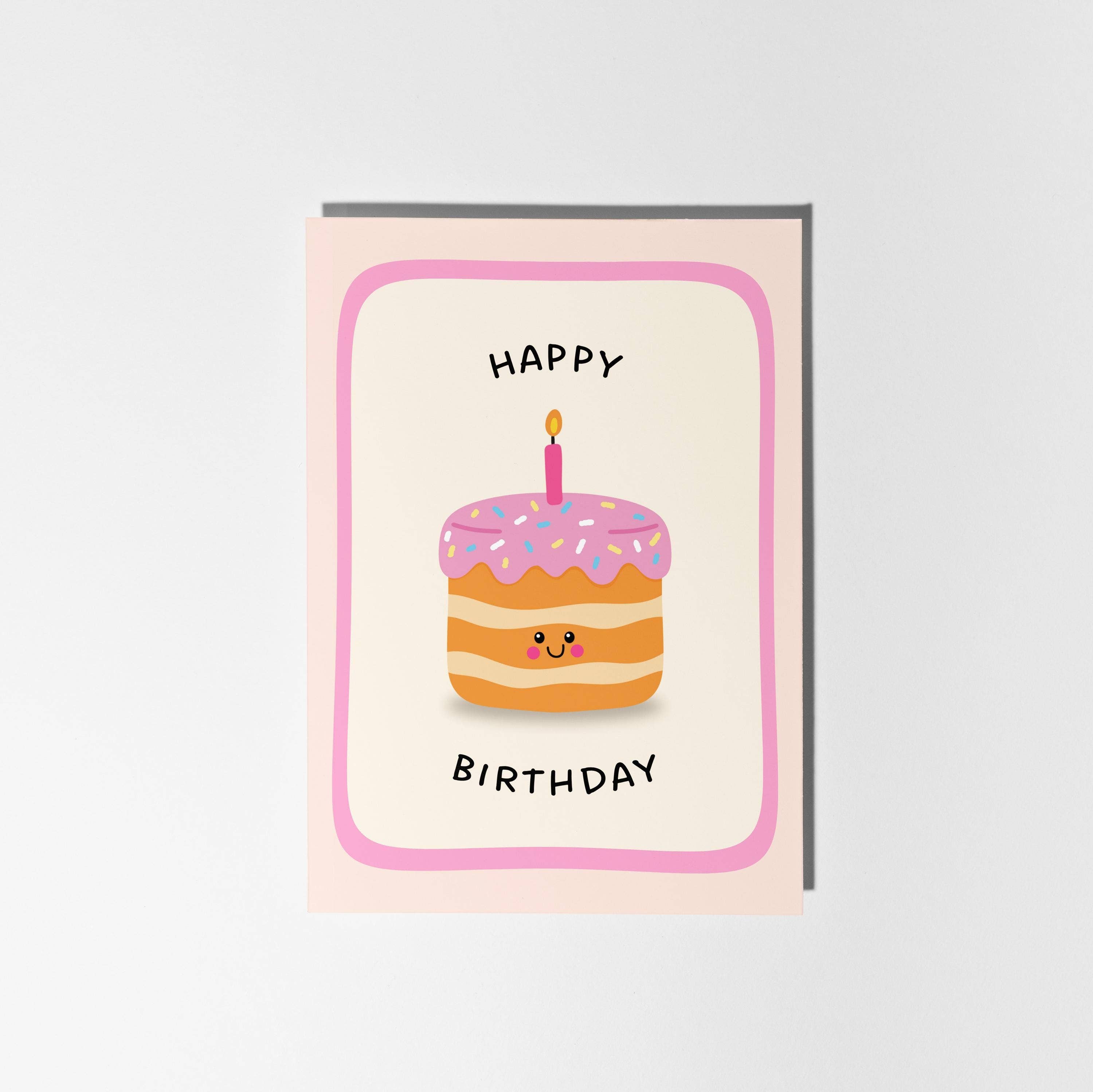 PulpKo - Wholesale Birthday Card - Happy Birthday Pink Cake, Hand-drawn Greeting Card for Birthday5