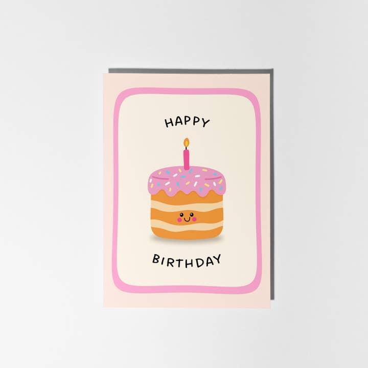 PulpKo - Wholesale Birthday Card - Happy Birthday Pink Cake, Hand-drawn Greeting Card for Birthday5