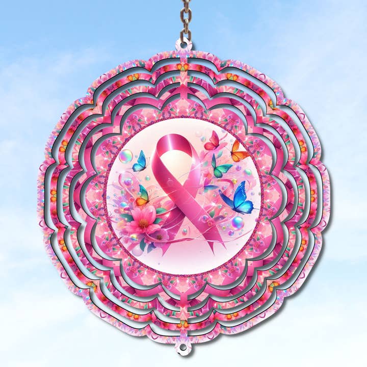 10-Inch Breast Cancer Awareness Wind Spinner – Pink Ribbon for wholesale by Uniquely Designed By Rebecca