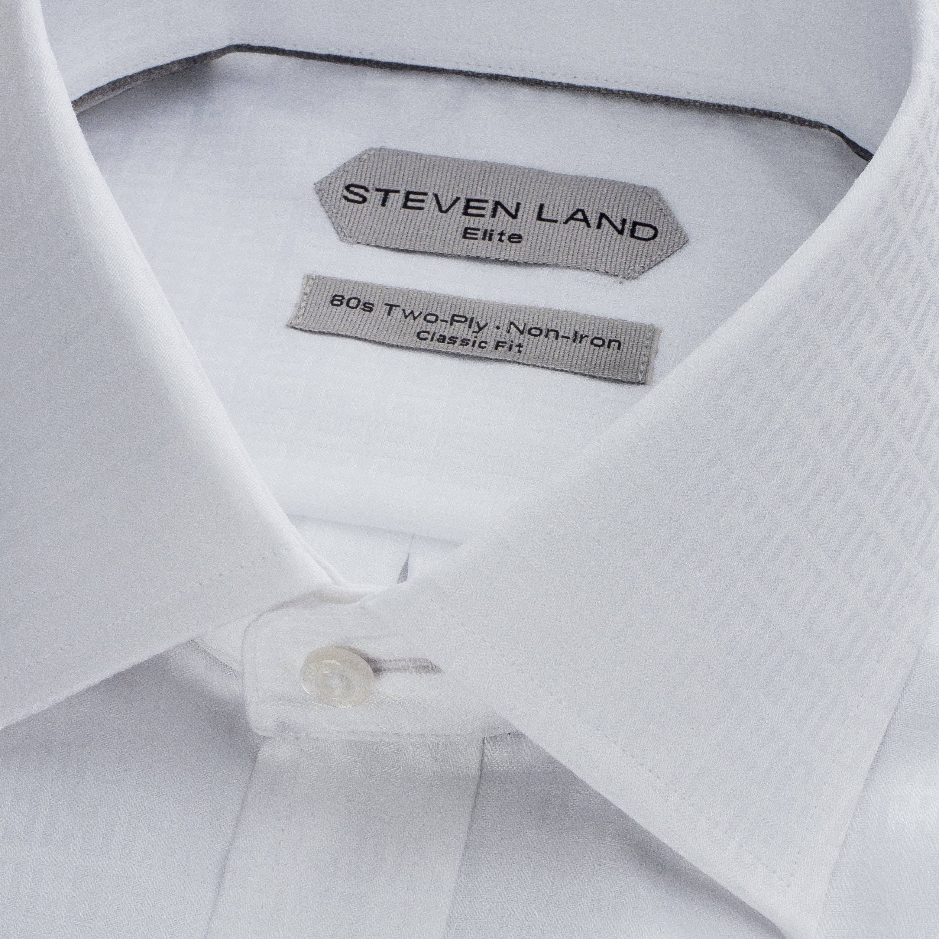 Steven Land – wholesale Buttoned-down shirt – Men's – The Romeo | Double Woven Cotton | French Cuff | White1