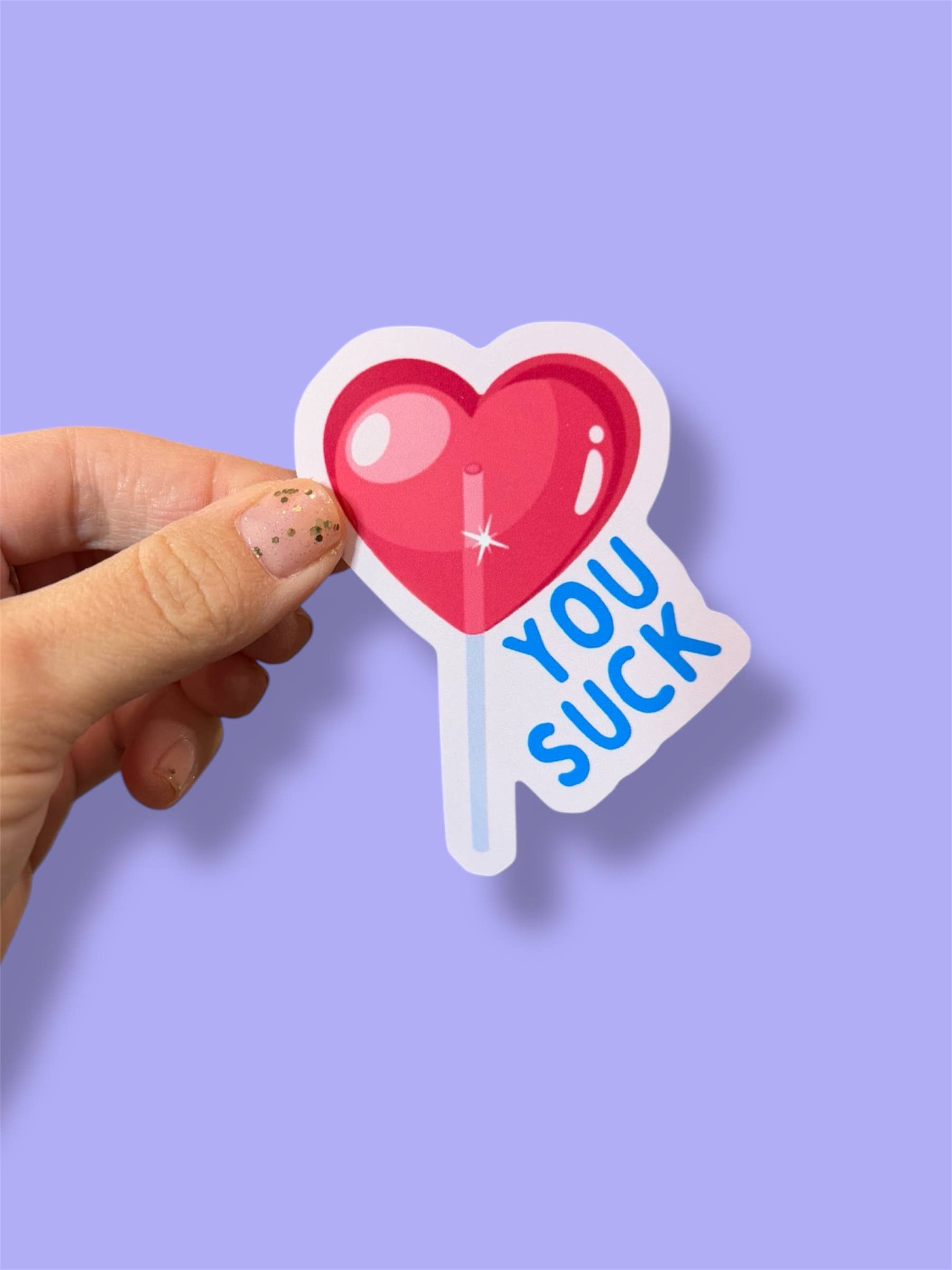 Tiny Baker Creations - Wholesale Sticker - You Suck Heart Lollipop Vinyl Sticker | Funny8