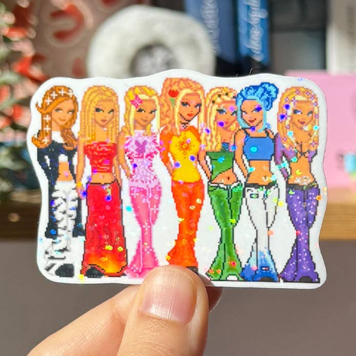 Y2K Nostalgic Dollz Glitter Sticker for wholesale by Julia Ockert