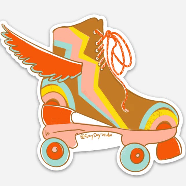 Sticker de patinage à roulettes par Gray Day Studio pour la vente par Gray Day Studio