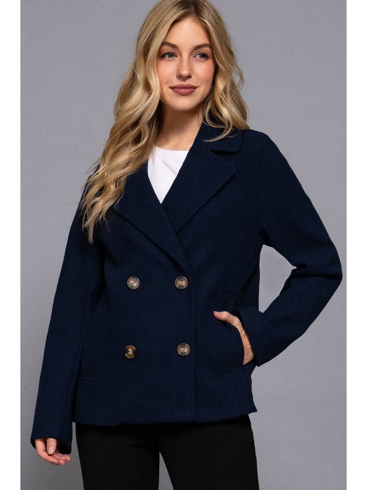 Active Basic | Active USA - Wholesale Peacoat - Women's - Long Sleeve Soft Felt Short Peacoat15