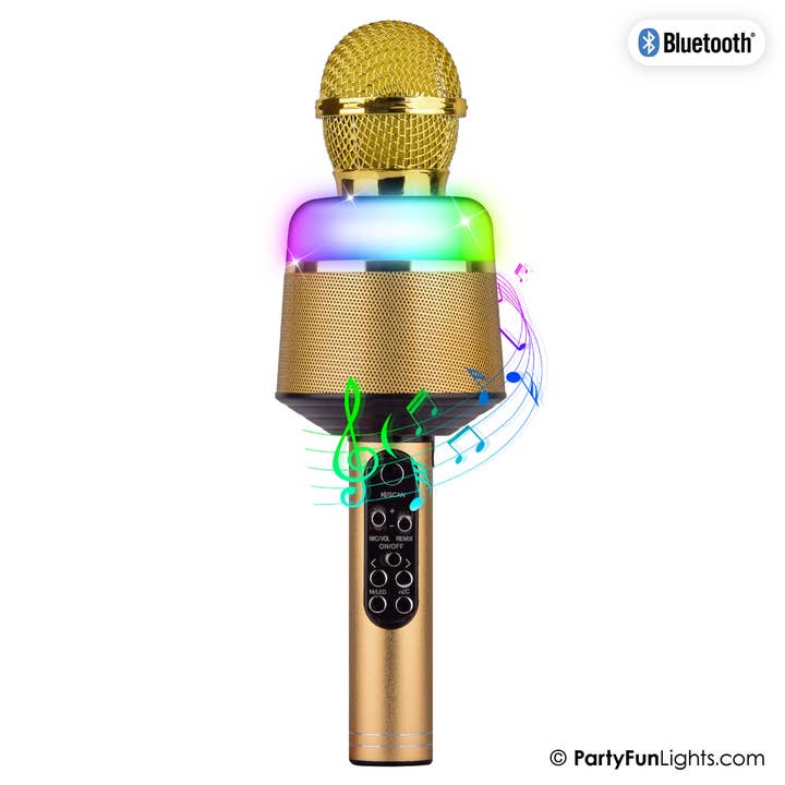 Karaoke Microphone Bluetooth - Gold - Karaoke Set - For Chi for wholesale by PartyFunLights Europe B.V.