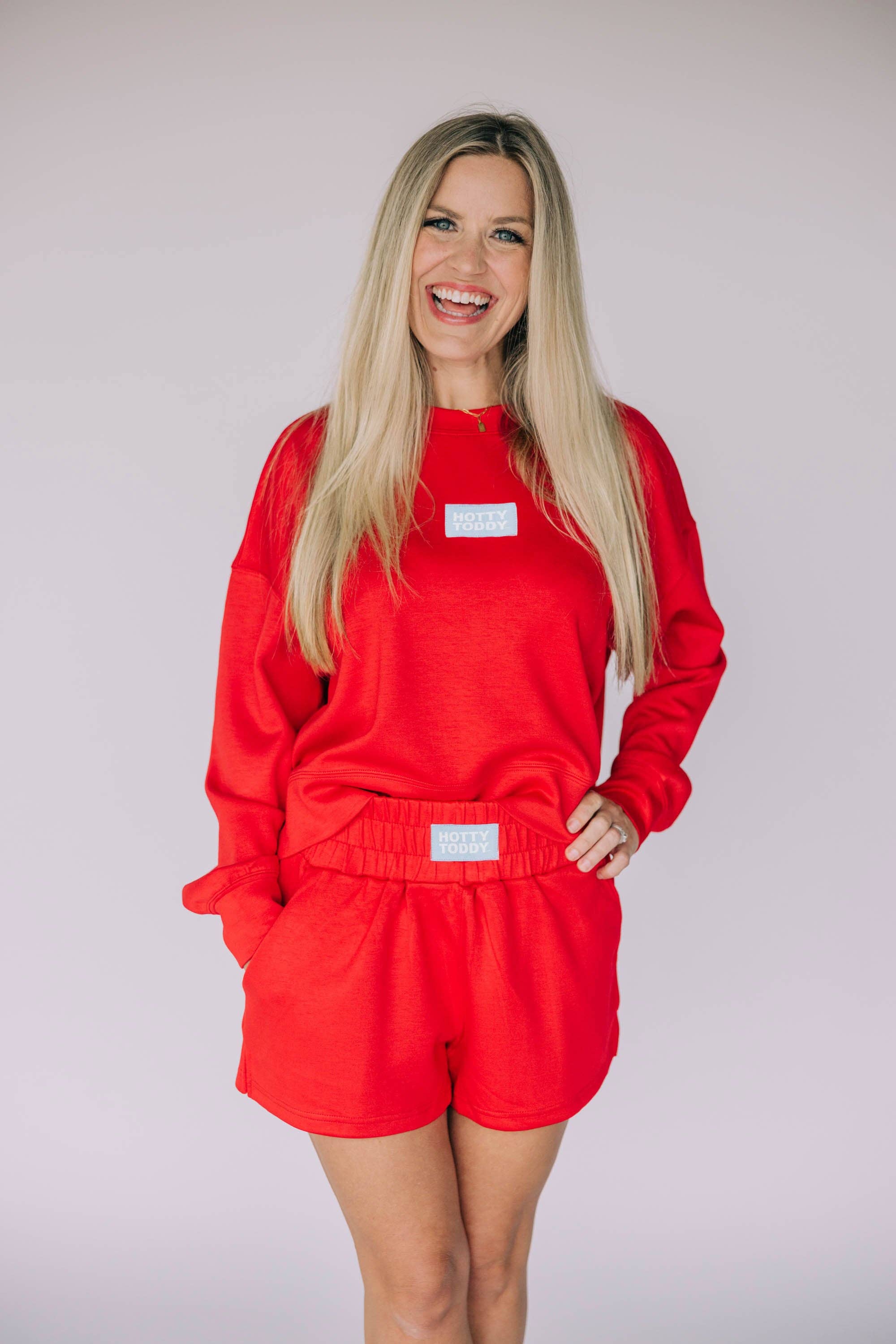 Red The Ava Airy Shorts Red| Hotty Toddy Woven Label for wholesale on Faire1