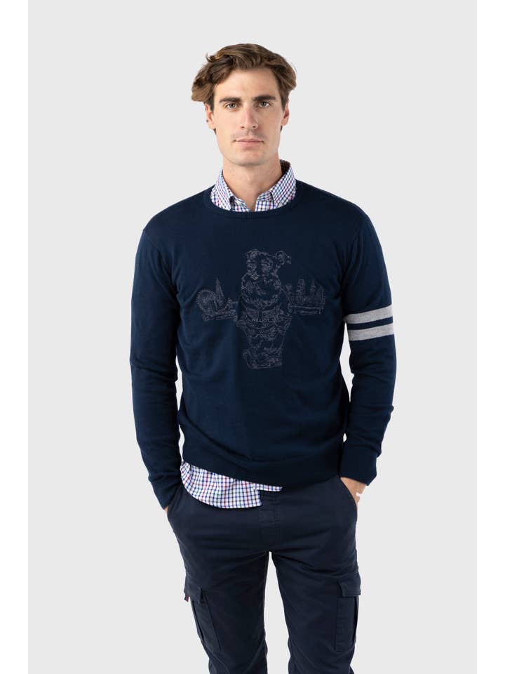 williot - Venta al por mayor Jersey de punto - Hombre - Jersey Mr Williot Londres Bordado Marino