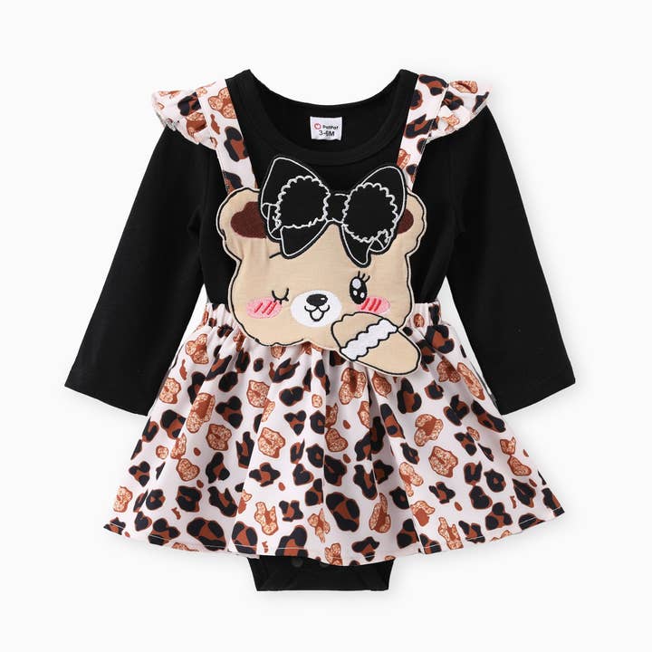 2 stk. Baby Pige Romper & Bjørn Broderet Overall Nederdel Sæt for engroshandel hos PatPat