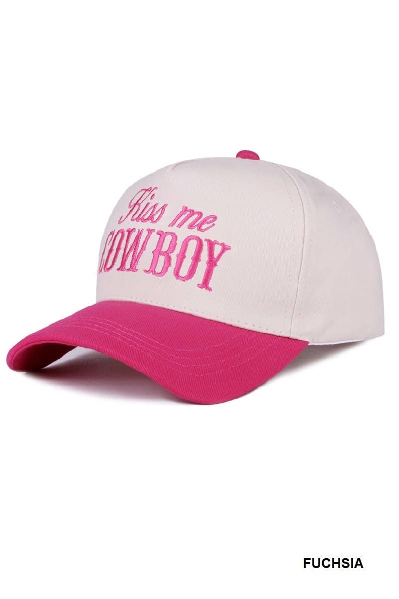 42POPS - Wholesale Baseball Cap - Women's - .1014 Kiss Me Cowboy Two Tone Canvas Cotton Cap SI-284764