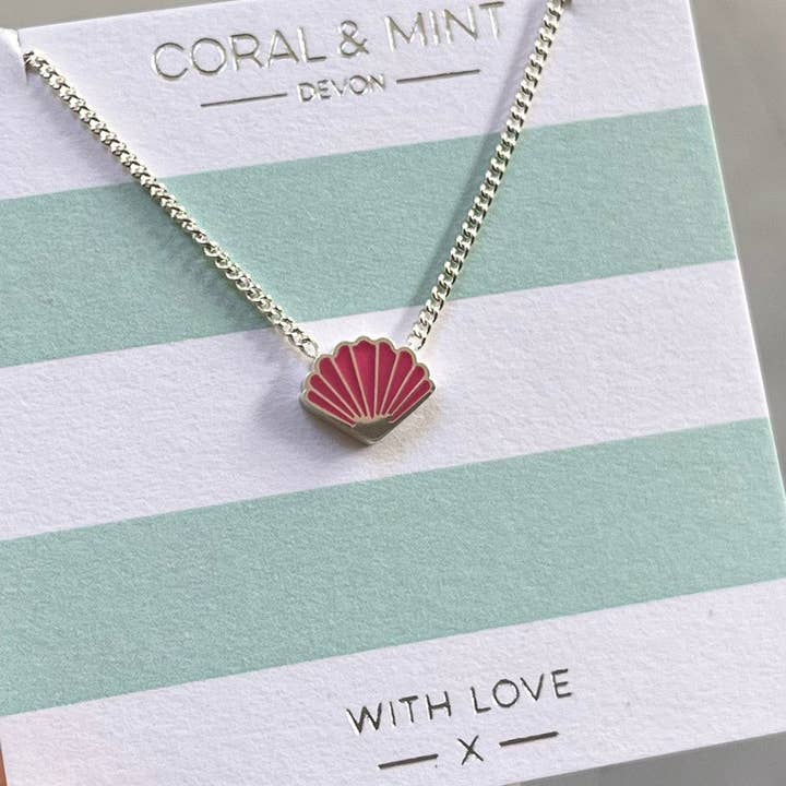 Collar de Concha de Esmalte Rosa para venta al por mayor de Coral & Mint