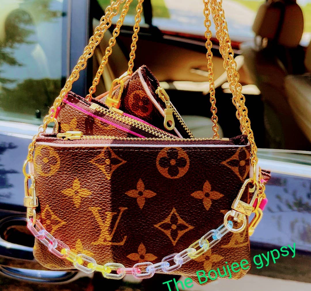 Contagious Couture - Vente Sac à bandoulière – femme - Créations upcyclées en cuir authentique LV avec chaîne bijou1