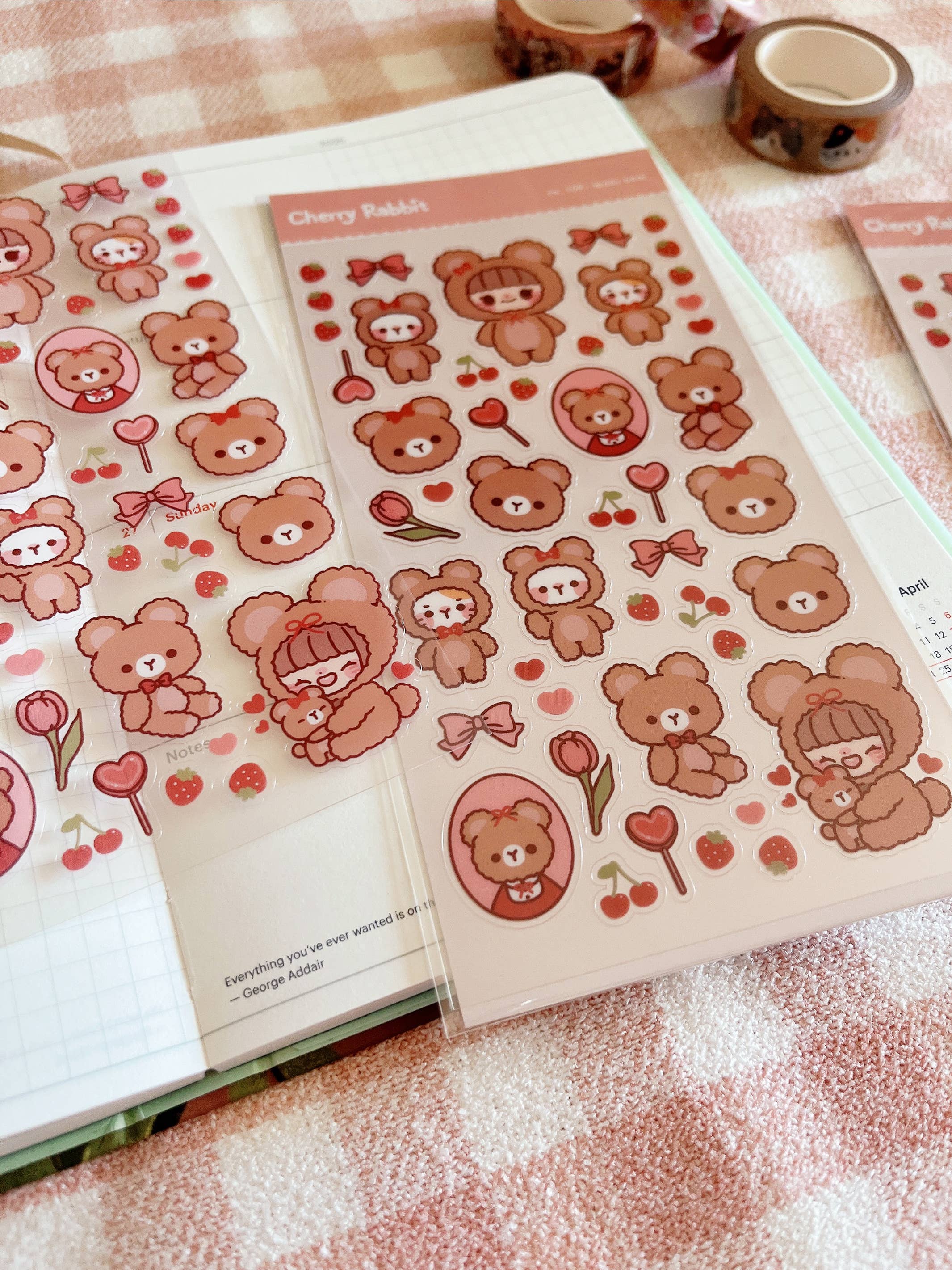 Cherry Rabbit – wholesale Klistermärke – Teddybjörn Klistermärkesark nr.1093