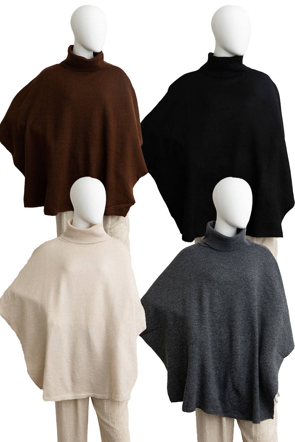 Leto Accessories – Poncho - Mulher por atacado – Favorito Outono 2025 - Poncho de Gola Alta Ecológico 🐢4