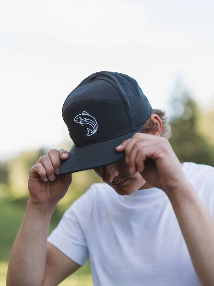 Trout Poly Camp Hat- Charcoal for wholesale by Made of Mountains