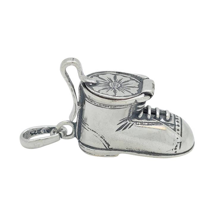 Sterling Silver Christening Boot Locket Pendant for wholesale by Amberman