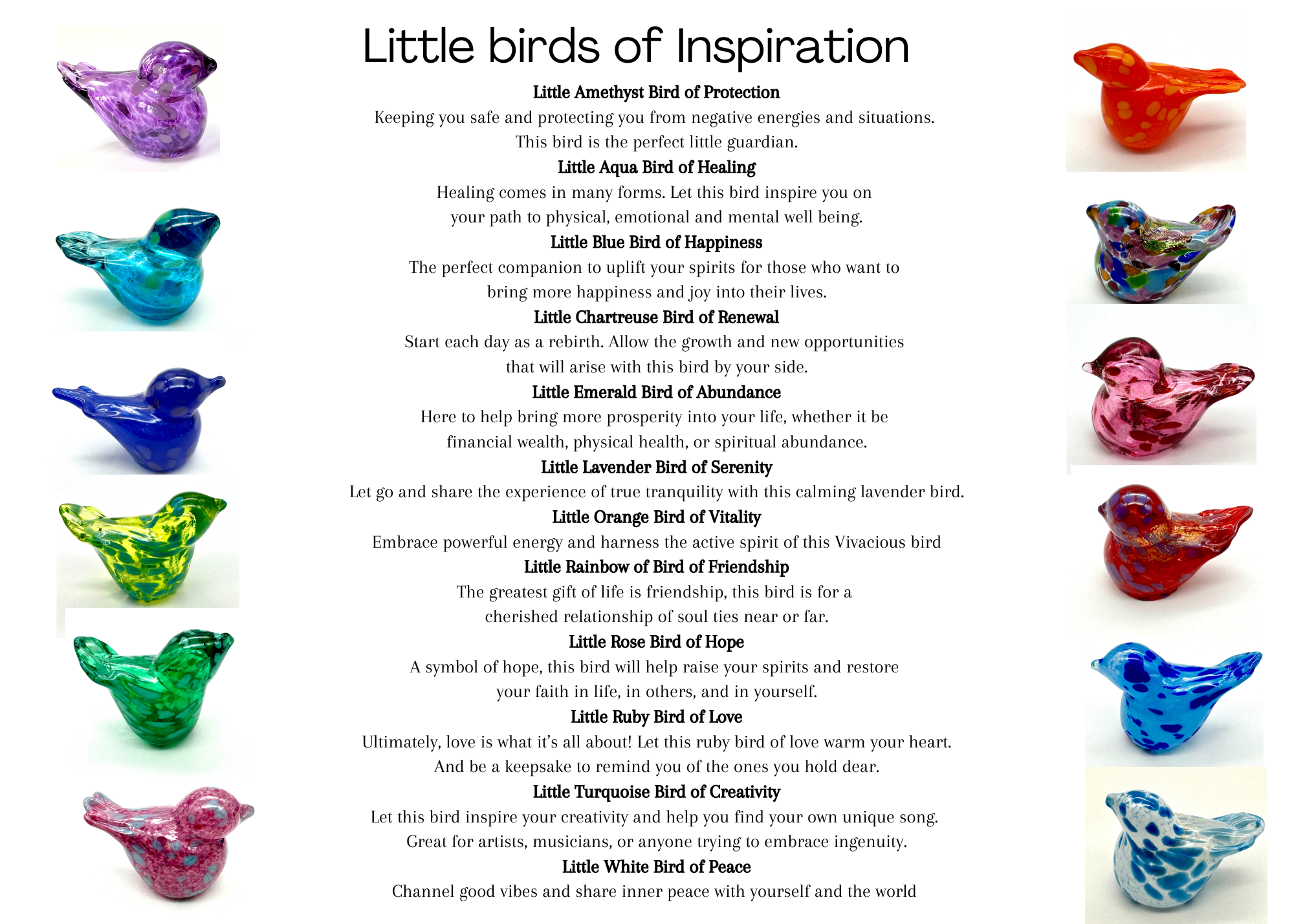 Alice Sturzinger LLC - Venta al por mayor Figura decorativa - Figurita de Cristal Soplado Pajarito de Inspiración -12 Opciones de Color24