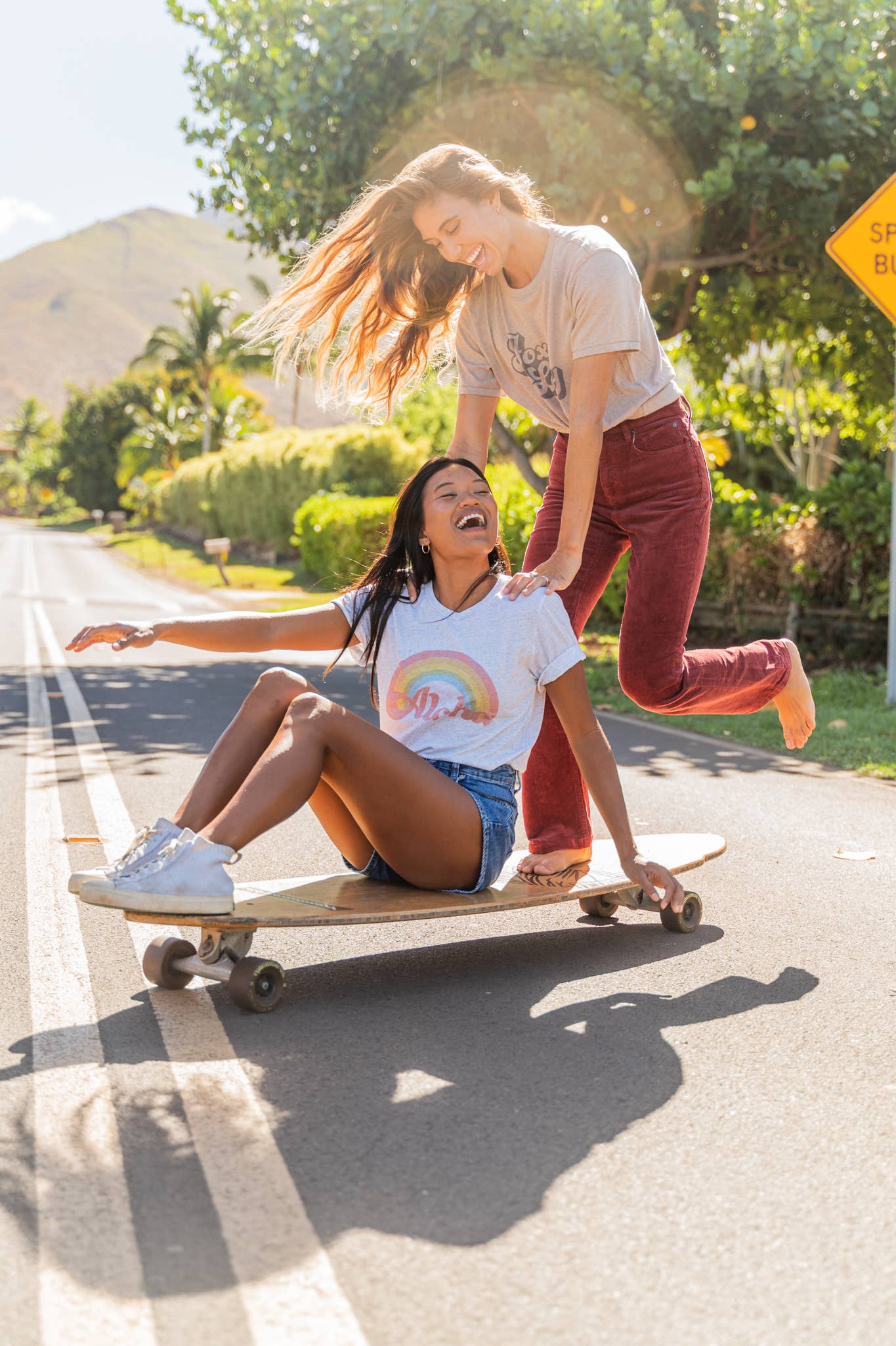 Aloha Lovely - Wholesale Screen Printed T-Shirt - Women's - Aloha Retro Rainbow Tee3