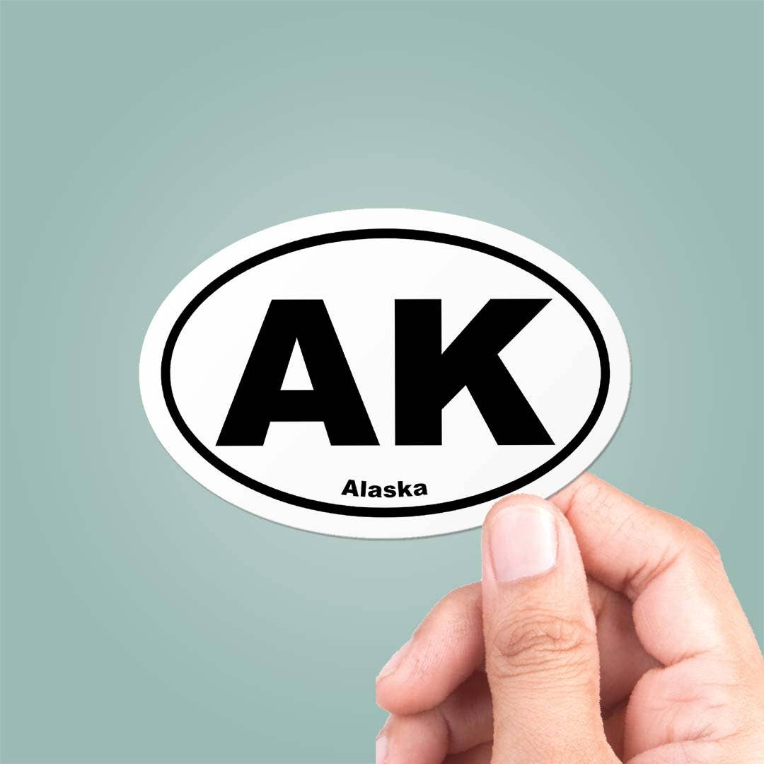 CJ's Sticker Shop - Venta al por mayor Pegatina - Calcomanía de vinilo ovalada del estado de Alaska AK0