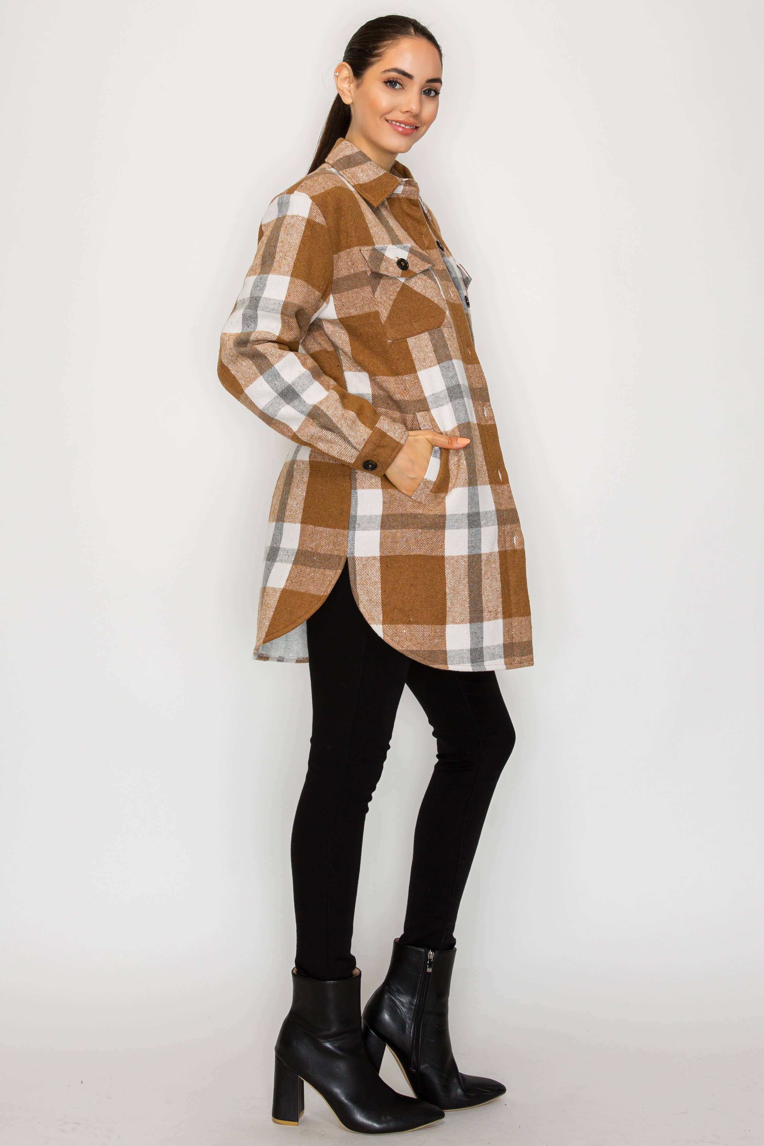 PATRONCITO USA INTERNATIONAL, INC - Wholesale Shirt Jacket/Shacket - Women's - Women Plaid Long Button Shirts Jackets (Shakets) LJ450-202526