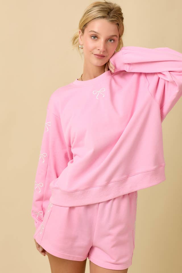 Main Strip - Wholesale Shorts β Womenβs - Ribbon Embroidered Shorts β Soft Feminine Lounge Bottoms π11