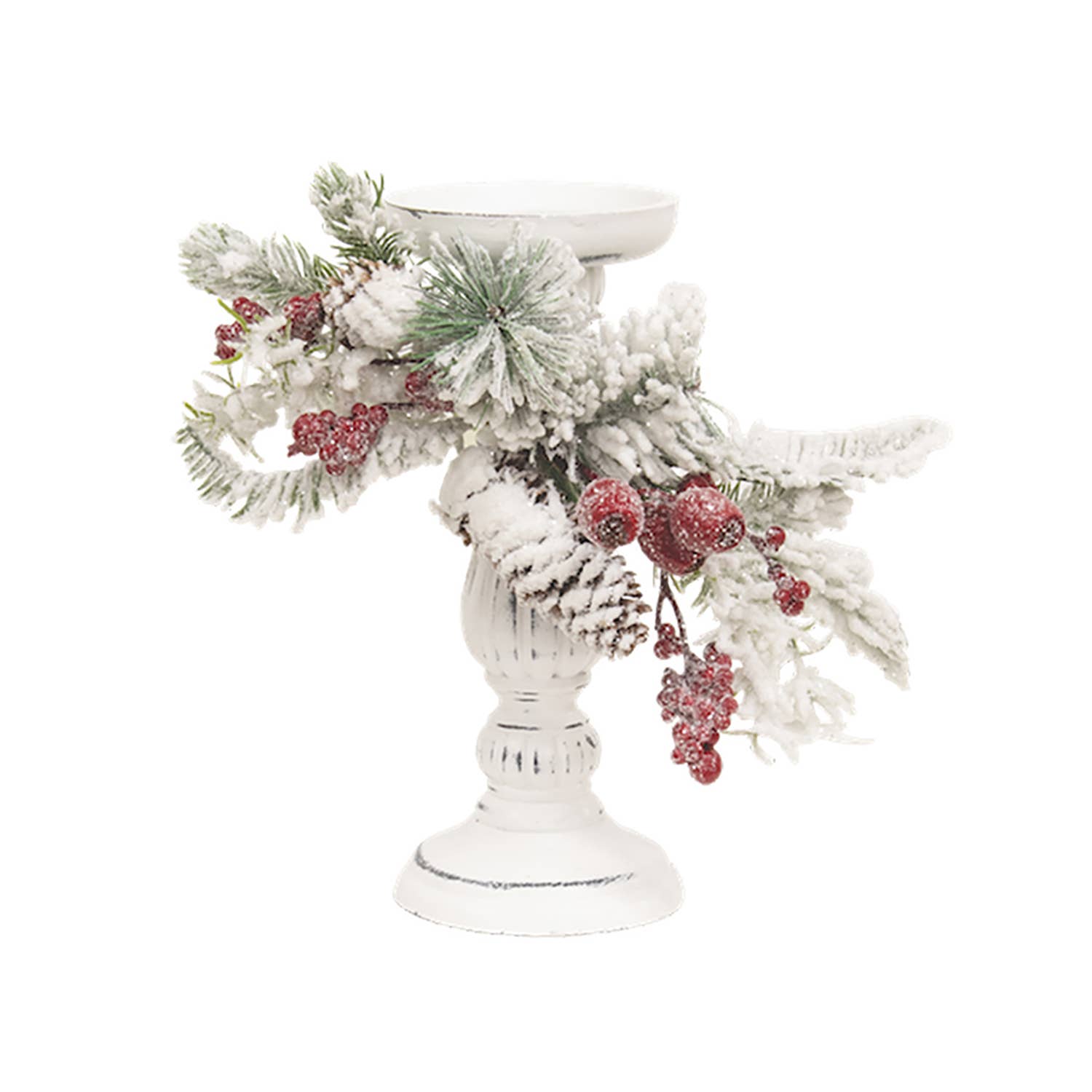 Col House Designs - Vente Bougeoirs - Support de colonne en pin et baies saupoudrés de neige, 10 po0