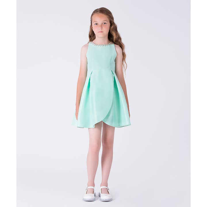 Vestido de Menina com Gola de Pérolas por atacado de Mama Luma
