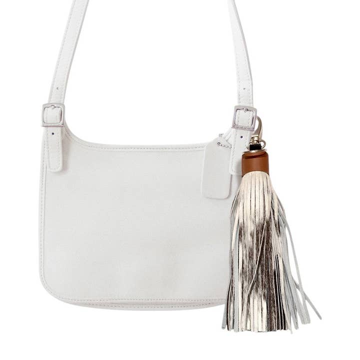 Genuine Leather Tassel Bag Charm for wholesale by Madeline Love