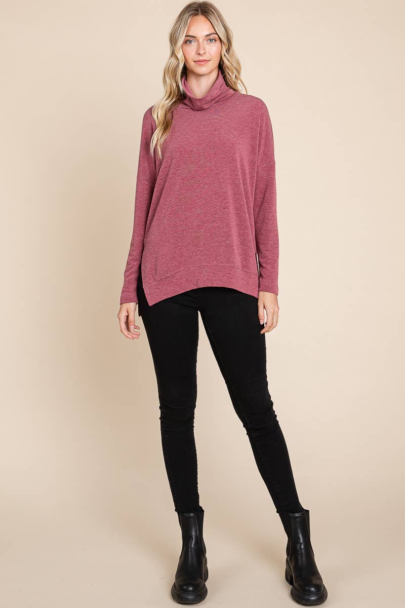 Emerald Collection - Venta al por mayor Sudadera - Mujer - ETK-8697 Jersey con cuello vuelto en dos tonos7