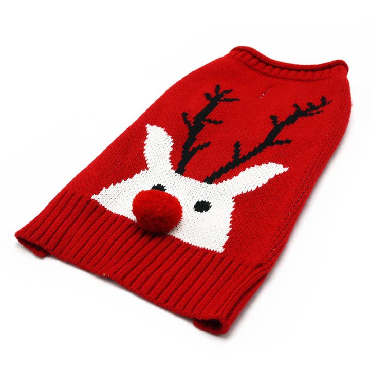 Dogo Pet - Wholesale Pet Sweater - Dog - Red Nose Reindeer Sweater
