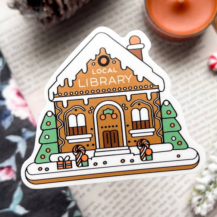 Cozy Reads Shop - Wholesale Sticker - Gingerbread Library Sticker0