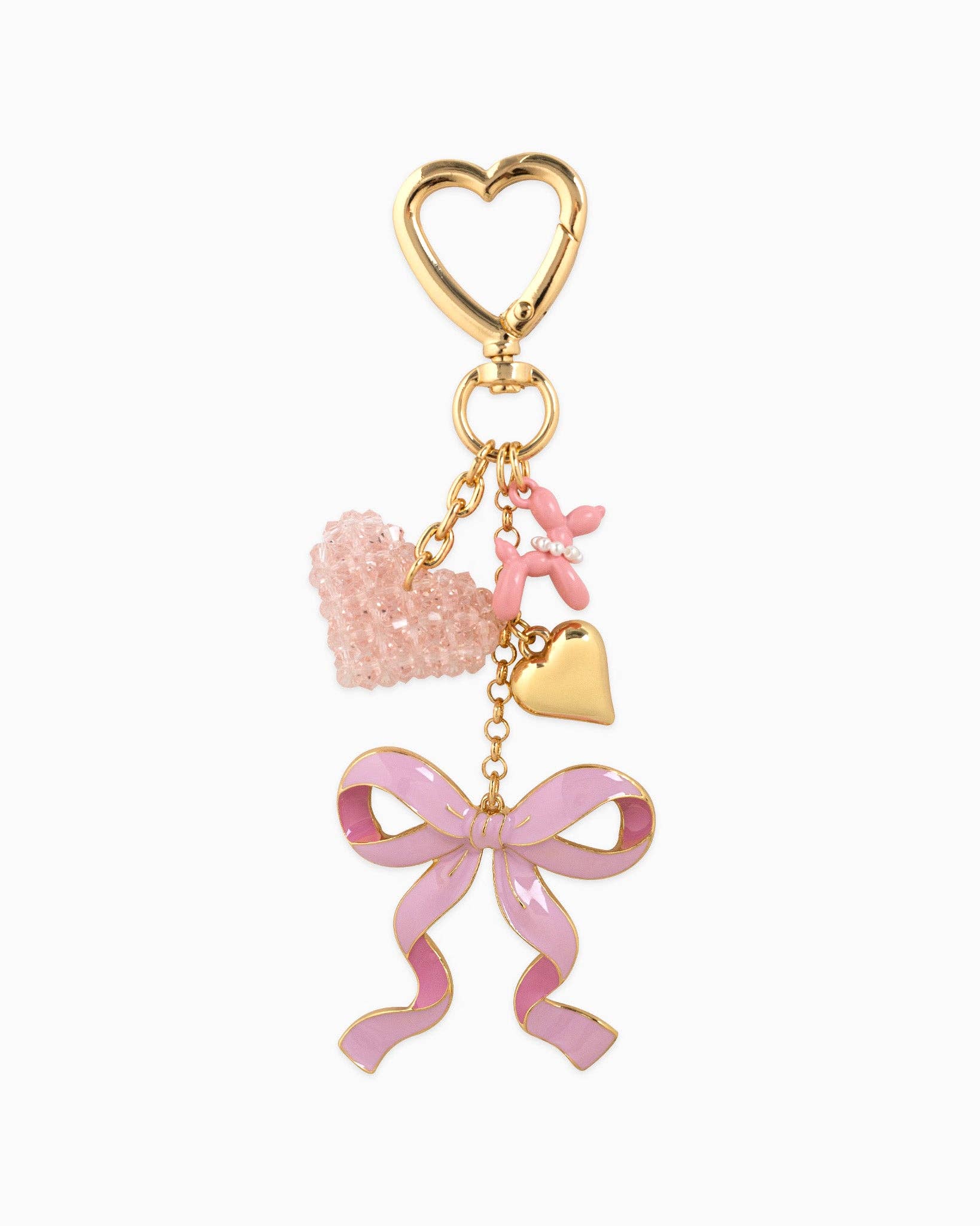 Sessori - Wholesale Keychain – Women's - Sweet Bow with Beaded Heart Bag Charm0