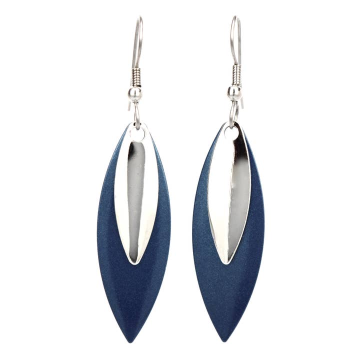 Lg. Ocean Blue Pointy Earrings for wholesale by Eye Catching Jewelry