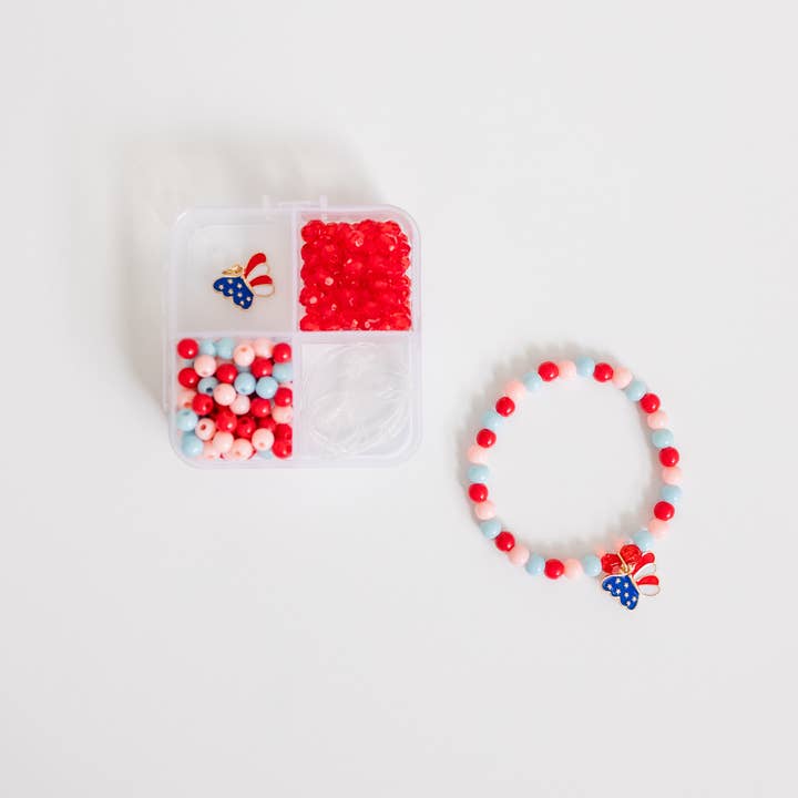 Mini Stars and Stripes Patriotic DIY Bracelet Craft Kit for wholesale by Stacked Sweetly