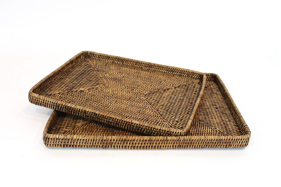 Matahari - Wholesale Serving Tray - S/2 Rectangular Trays - AB 18x13.5/16x12'1