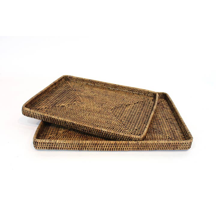 Matahari - Wholesale Serving Tray - S/2 Rectangular Trays - AB 18x13.5/16x12'1