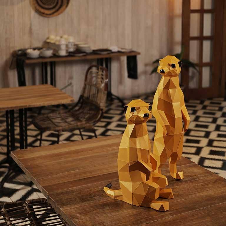 PAPERCRAFT WORLD - Vendita all'ingrosso Kit per lavoretti fai da te - Modello Origami Meerkats 3D Paperart9