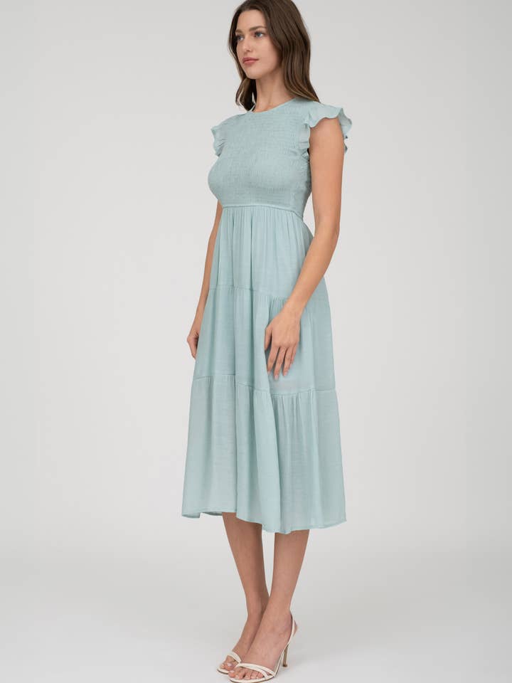 Blu Pepper - Venta al por mayor Vestido - Mujer - Vestido midi con volantes y cuerpo fruncido27