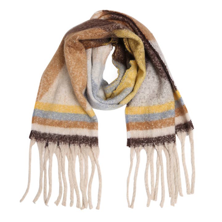 Fashion City - Wholesale Scarf – Women's - Multi-Color GEO Chunky Scarf Shawl with Fringe