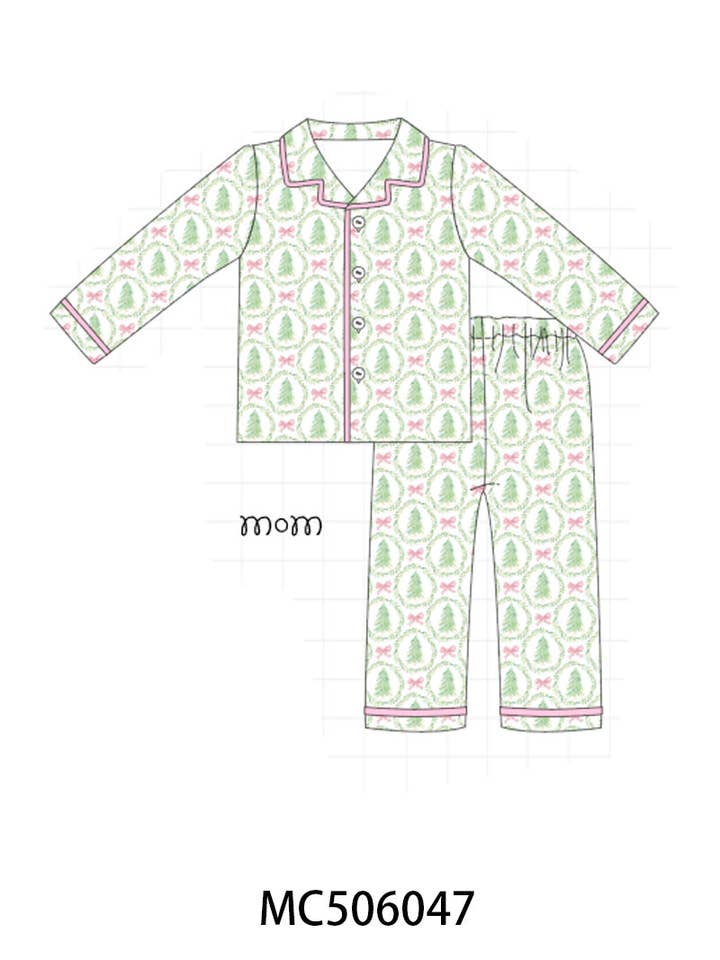 Conjunto de pijama para mamá de árbol de Navidad verde para venta al por mayor de Mom & Co.
